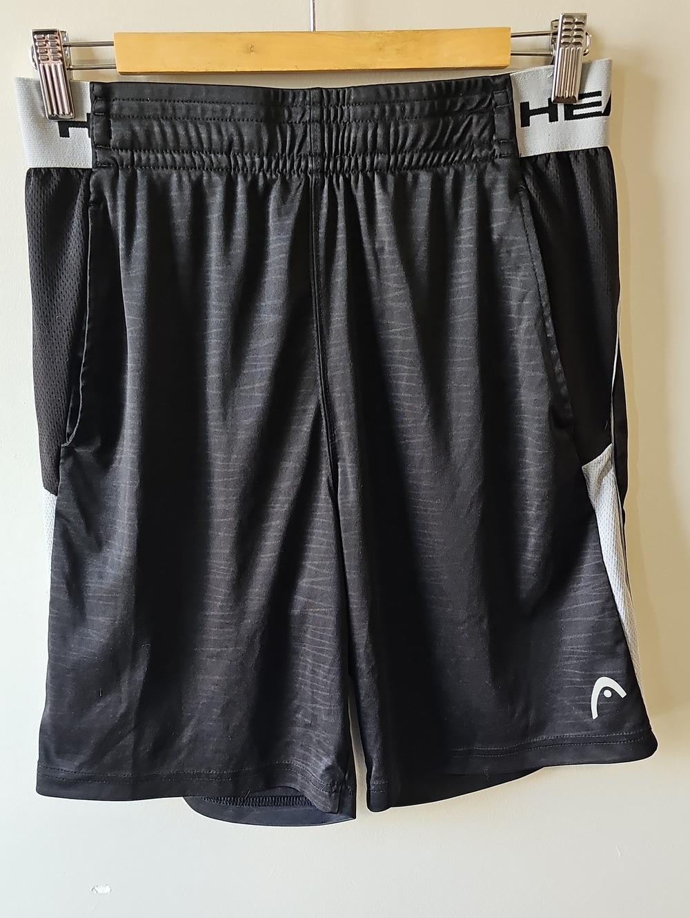 Head Medium Black Athletic Shorts with Gray Waistband